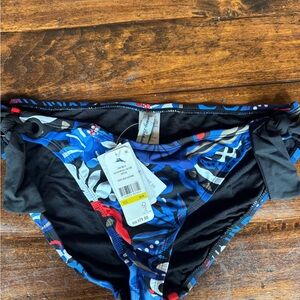 Tommy Bahama Salvation Sea Blue, Black & Red Tie-Side Bikini Bottom NWT size M